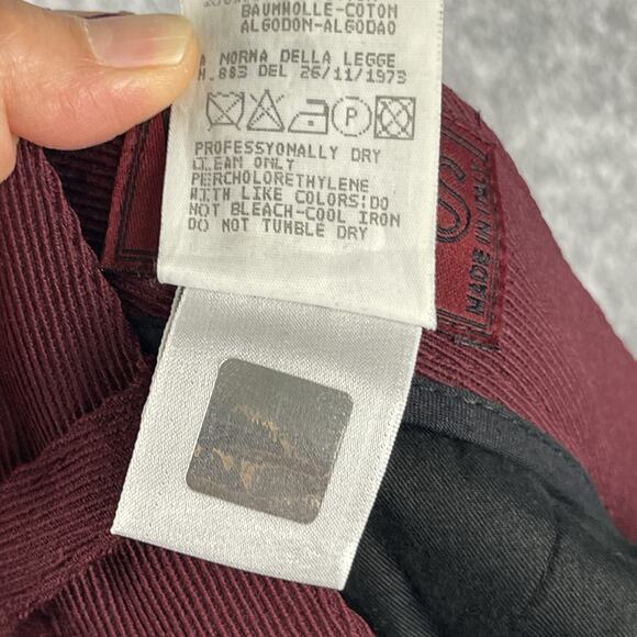 Versus Versace Wool Trouser Pants Mens US 34x29 Burgundy Cuffed Italy Made - Picture 11 of 14